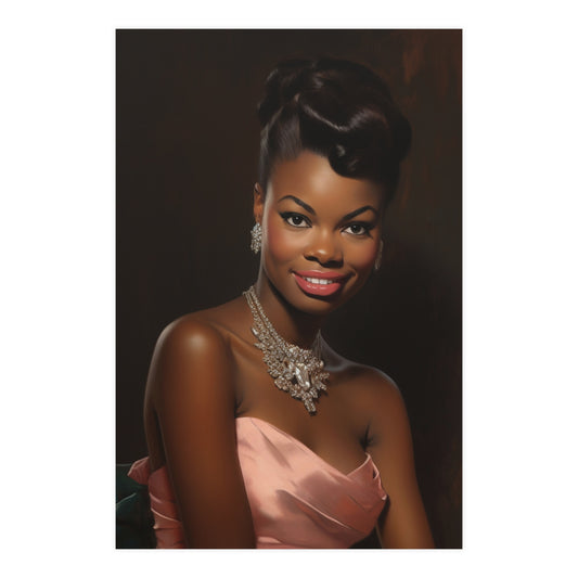 Solana | Old Hollywood Glamour Poster Art Print | Pink Dress | Free Shipping