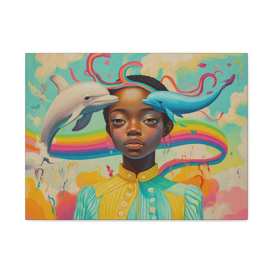 Ocean of Imagination – Afro-Futurist Dreamscape Canvas Art, 1.25" depth