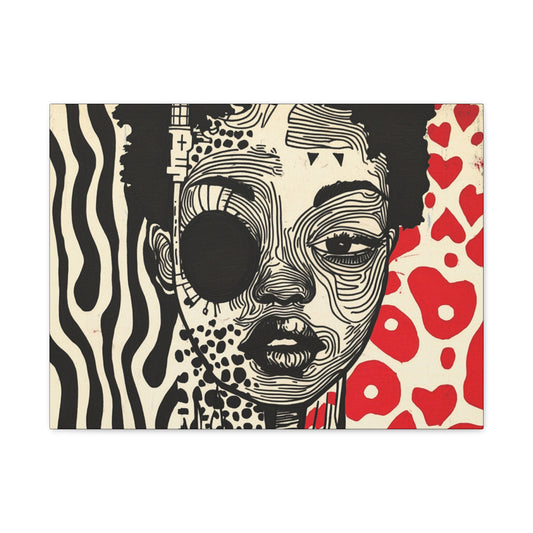 Charge it to my Head - Stretched Canvas Art - Modern Black and Red Pop Art Portrait Print, 1.25" depth