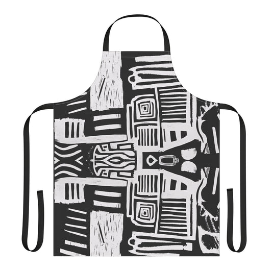 Black Glyphs No. 2 | Colorful Artistic Apron with 2-Color Straps | Perfect for Cooking & Crafting
