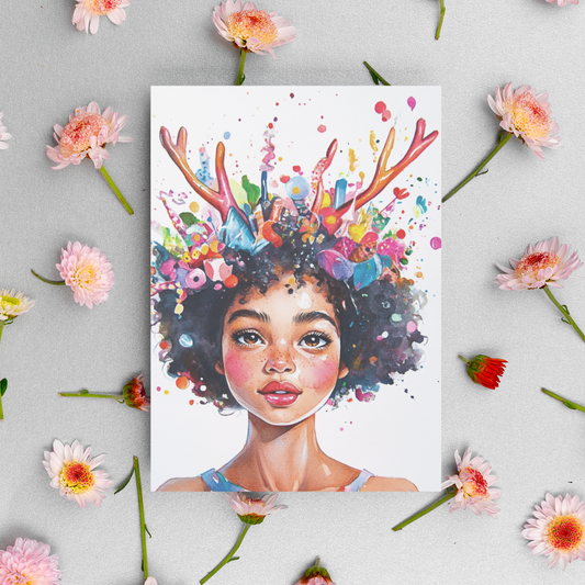 "Miss You Dearly" – Vibrant Afro-Fantasy Postcard | Dreamers & Pen Pals | Free Shipping